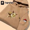 Pokemon Eevee Embroidered Hoodie; Pokemon Eevee embroidered sweatshirt; Pokemon embroidery; Pokemon Hoodies; Pokemon Eevee sweatshirt; Manga