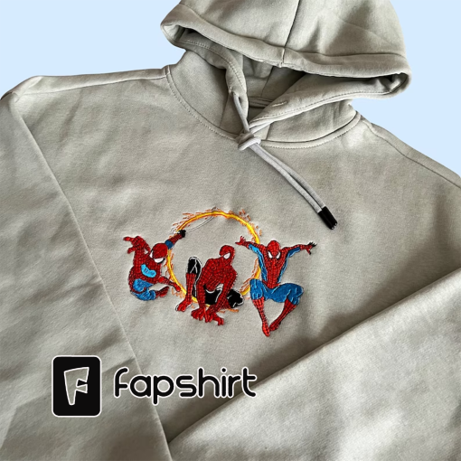 Spiderman Embroidered Hoodie; Spiderman embroidered sweatshirt; Spiderman embroidery; Spiderman Hoodies; Peter Parker sweatshirt