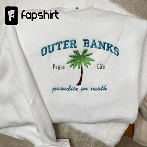 Outer Banks Embroidered Sweatshirt – Y2K Style Embroidered – North Carolina – gift for women – vintage crewneck- unisex clothing -pogue life