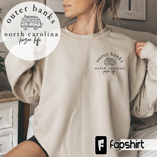 Outer Banks Sweatshirt. Vintage Pogue Life sweater. OBX North Carolina shirt. Paradise on Earth gift for teen women & men. Pocket B+W