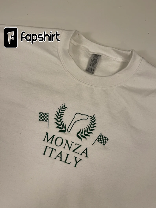 Monza Circuit Embroidered Crewneck with custom coloured embroidery