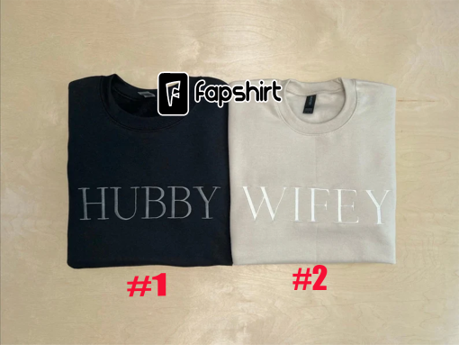 Wifey Hubby Embroidered Sweatshirt, Tone on Tone, Honeymoon & Bridal Gift, Mrs Crewneck, Wife Jumper, Wifey Bride Sweater, Mr Mrs Pullover