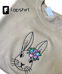 Embroidered Easter Bunny Sweatshirt, Embroidered Bunny Sweatshirt,…