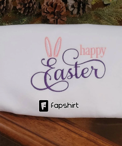 Happy Easter embroidered sweatshirt with bunny ears…