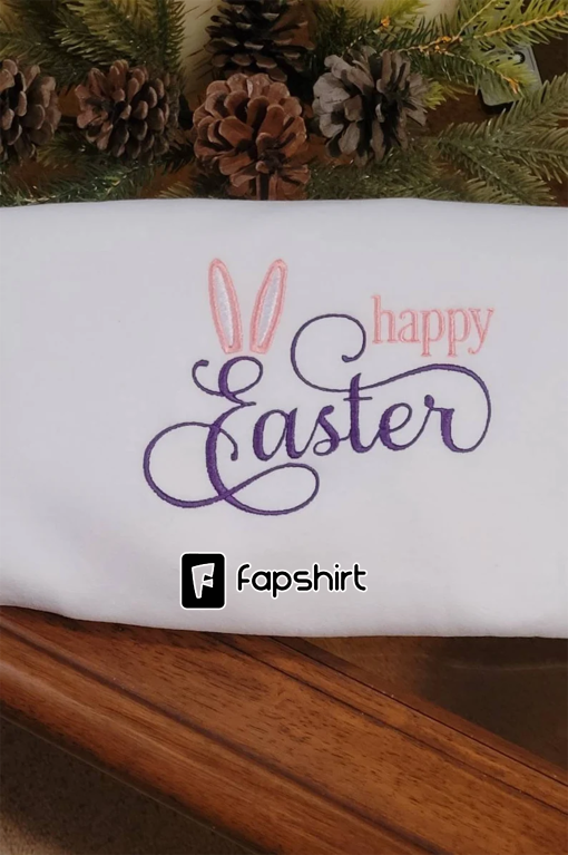 Happy Easter embroidered sweatshirt with bunny ears UntouchablesStudio