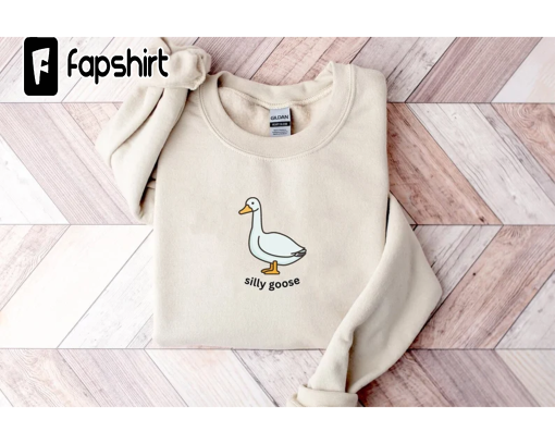 Silly Goose Sweatshirt, Youth Crewneck Sweatshirt, Goose Pullover, Funny Unisex Sweater, Gift for Her