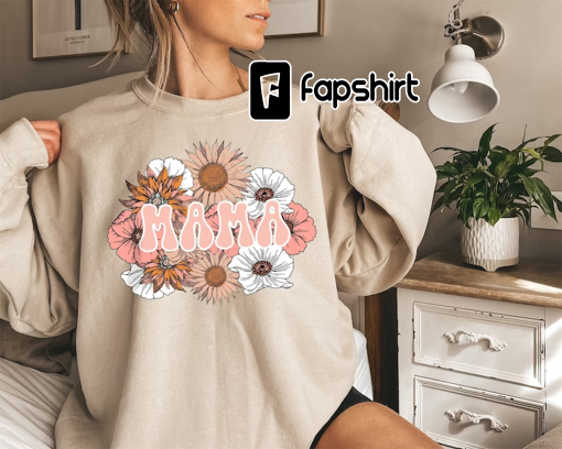 Mama Flowers Shirt, Flower T-shirt, Retro Mom Sweatshirt, Mothers Day Sweatshirt, Mothers day Women Sweatshirt, Wildflower Mom T-shirts,Mama