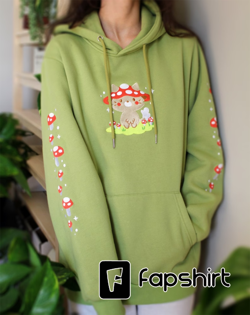 Mushroom Kit Cat Hoodie PREORDER | Kawaii | Cozy | Embroidered