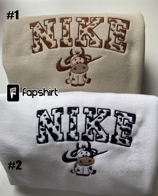 Cow Print Embroidery Crewneck Sweatshirt