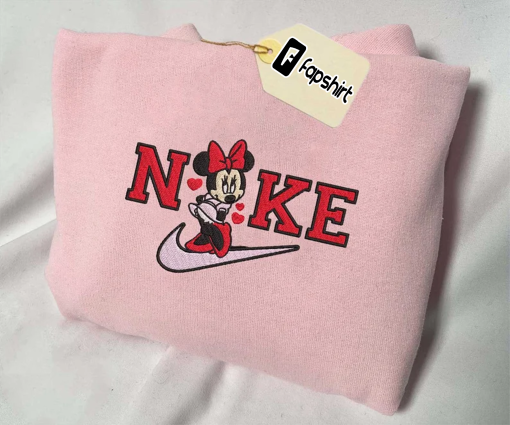 Min.nie Cartoon Brand Embroidered Sweatshirt, Brand Embroidered Crewneck, Custom Brand Embroidered Sweatshirts, Embroidered Sweatshirts