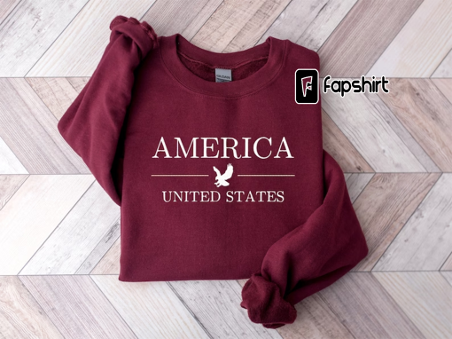 USA Embroidered Varsity Crewneck Sweatshirt, Summer Crewneck Sweatshirt. 4th of July Shirt, Independence Day, Red White and Blue Sweater