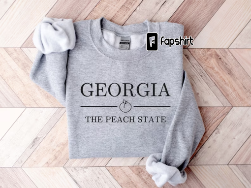 Embroidered Georgia Peach Sweatshirt, Peachy Embroidered Vintage Crewneck, Retro Sweatshirt, Georgia Peach Crewneck, Embroidered Sweater