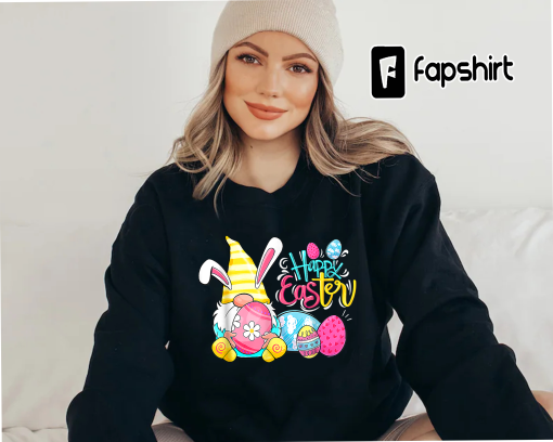 Bunny Gnome Rabbit Eggs Hunting Happy Easter Day Funny T-Shirt