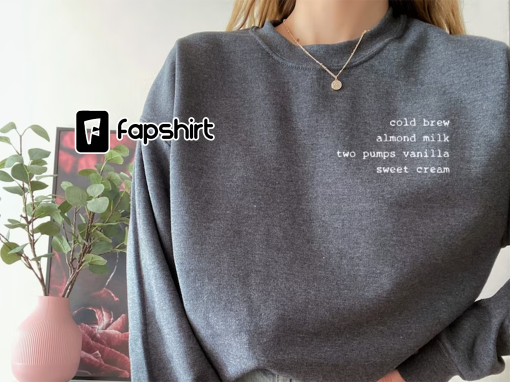 Embroidered Custom Coffee Order Crewneck Sweatshirt, Gift for Coffee Lover, Shirt for Coffee Lover, Personalized Gift for Friend, Girlfriend