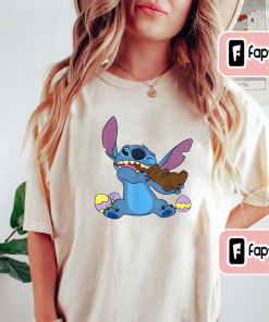 Disney Stitch Eats Chocolate Bunny Easter T-Shirt