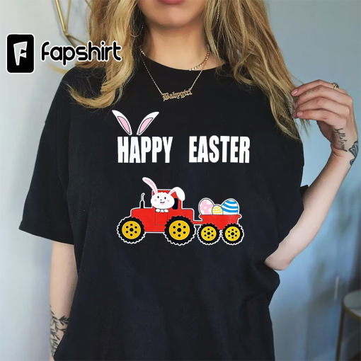 Easter Day Gift for Toddler Boy Girl Tractor Loving Bunny Egg Gnomes Tshirt