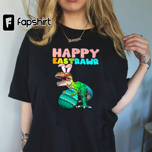 Happy Eastrawr Trex Easter Bunny Egg Funny Dinosaur T-Shirt