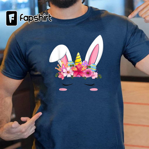 Happy Easter Unicorn Bunny Girls Kids Easter Eggs Kids Girls T-Shirt