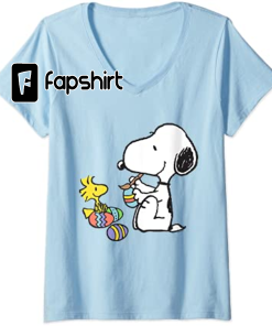 Womens Peanuts Snoopy Easter egg V-Neck T-Shirt