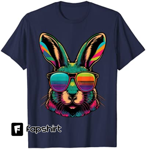 Easter Day Bunny Face Rainbow Sunglasses Pastel Easter T-Shirt