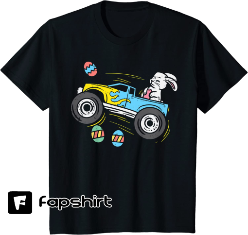 Kids Easter Bunny Riding Monster Truck Cute Boys Kids Toddler T-Shirt