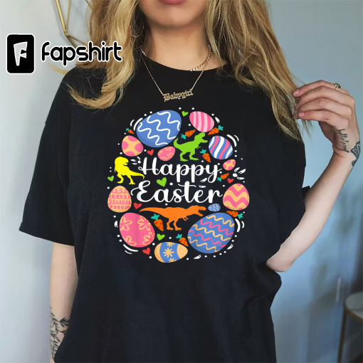 Happy Easter Day Dinosaur Funny Happy Eastrawr T Rex Easter T-Shirt