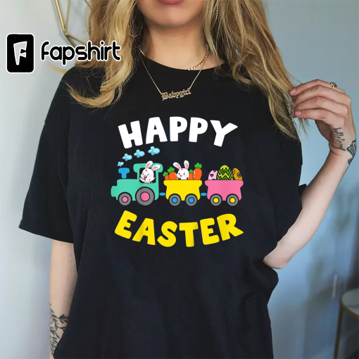 Happy Easter Bunny Train Cute Boys Girls Teens Easter T-Shirt