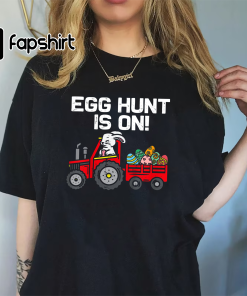 Egg Hunt Is On Bunny Tractor Cart…