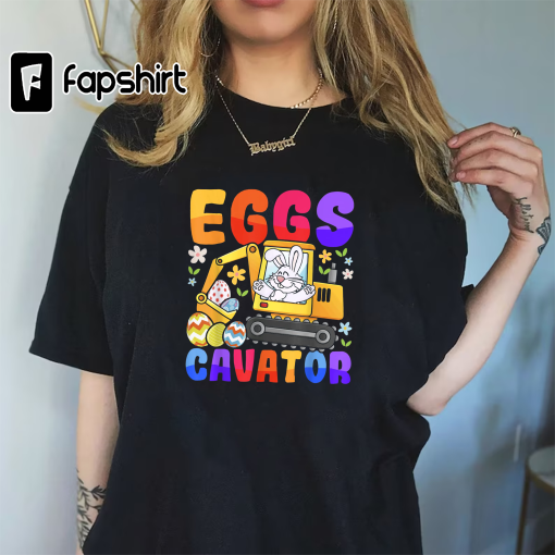 Easter Boys Funny Excavator Happy Easter Eggs Cavator T-Shirt