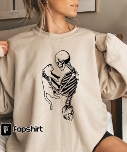 Skeleton Sweatshirt,Skeleton And Cat Hoodie,Gifts For Cat…