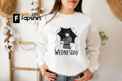 Wednesday Addams Shirt, Wednesday TV Series Hoodie, Wednesday Umbrella Sweatshirt,Gothic Unisex Shirt,Nevermore Academy Sweater,Gift For Her