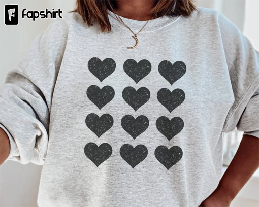 Heart Sweatshirt, Valentines Day Sweatshirt, Galentines Day, Valentines Day Gift, Valentines Outfit, Black Heart, Retro Valentine, Crewneck