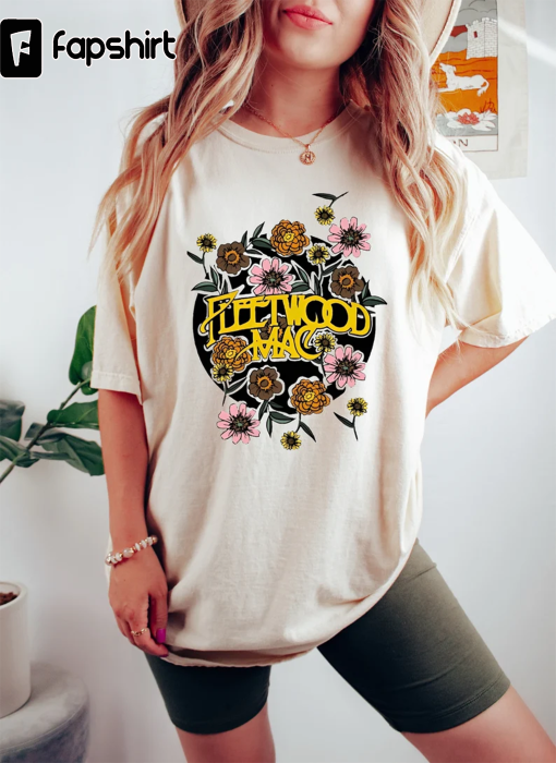 Fleetwood Mac Tshirt,Vintage Floral Retro Band Graphic Tee,Distressed Band Rock and Roll Shirt,Rock Band Sweatshirt,Unisex Music Lover Gifts