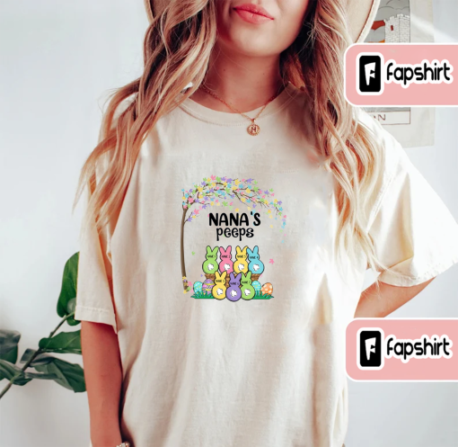 Personalized Nana’s Peeps Easter T-Shirt, Custom Easter Shirt, Mom Nana Easter’s Day Shirt, Custom Kids Name Shirt, Easter Gift C3