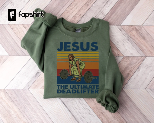 Jesus The Ultimate Deadlifter T-shirt, Cute Jesus Gift T-shirt, Funny Christian Shirts, Religious Faith Gym Shirt, Weightlifting Jesus Tee