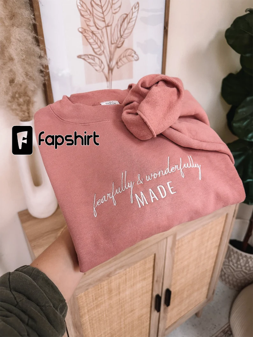 Embroidered Fearfully & Wonderfully Made Sweatshirt | Christian Crewneck | Christian Sweatshirt | Faith Sweatshirt | Embroidered Crewneck