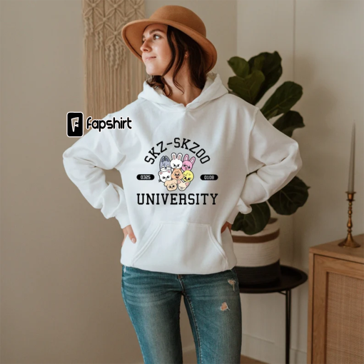 SKZOO University Sweatshirt, Bang Chan Lee Know Changbin Tee, Hyunjin Han Felix Seungmin Tee, I.N Wolf Chan Leebit Dwaekki Tee, Kpop Hoodie