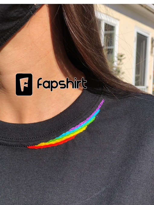 Embroidered T-shirt Rainbow, Crewneck shirt, hand embroidered tshirt, handmade, minimalist clothing, embroidery tshirt