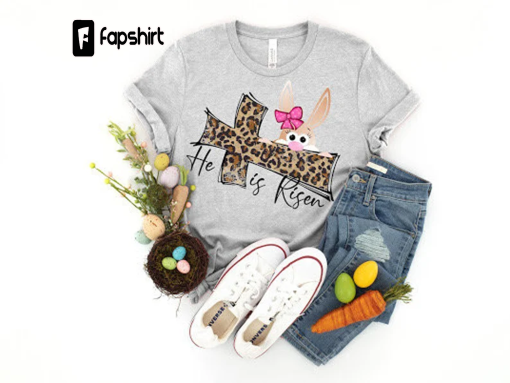 Easter He is Risen Shirt, Easter Religious Shirt, Easter Leopard Print Cross Shirt,Easter Gnomes Shirt, Bunny With Glasses Shirt,Easter Tee