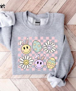 Funny Smile Face Easter Bunny Sweatshirt, Teacher…