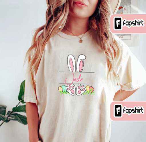 Bunny Custom Name Shirt For Girls – Easter Basket Stuffer – Monogram Easter Shirt – Easter Bunny Shirt – Name Shirt