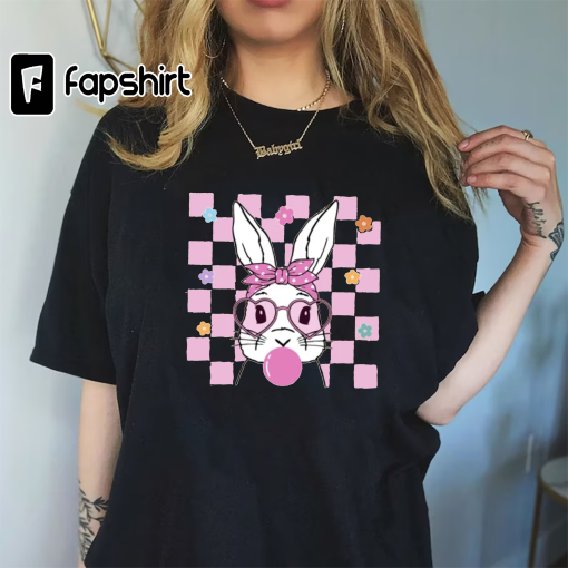 Pink Rabbit Shirt Gift For Girls, Cute Bunny Shirt, Cute Easter T-Shirt, Pink Easter Girl Tee