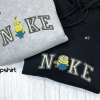 Inspired Minion Embroidered Crewneck, Free Custom Embroidered Name on Collar, Matching Couple Sweatshirt, Gift for Her, Gift for Him