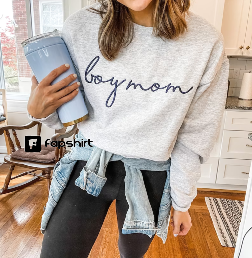 Boy Mom Personalized Crewneck Sweatshirt | Personalized Crew Neck Pullover | Embroidered Sweatshirt | Mother’s Day Gift