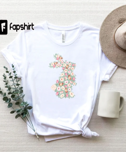 Floral Bunny Shirt, Easter Shirts, Rabbit Silhouette,…