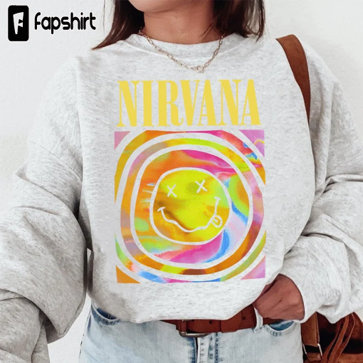 Nirvana Sweatshirt, Nirvana Smile Face Crewneck Sweatshirt, Nirvana Pink Sweatshirt, Trendy Pink Sweatshirt, Gift Valentine’s Day For Girls