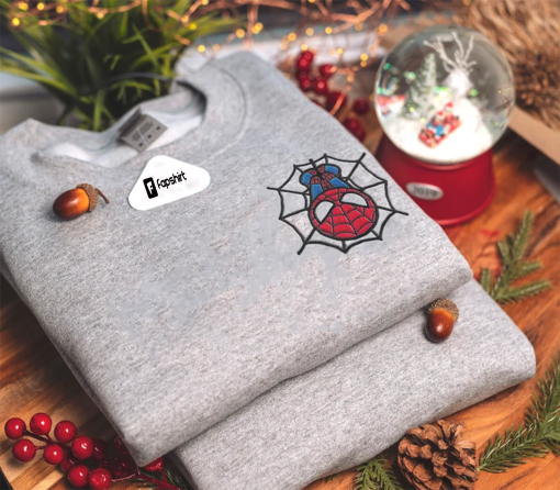 Inspired Baby Spider Man Crewneck Sweatshirt Embroidered Unisex Holiday Gift Sweater