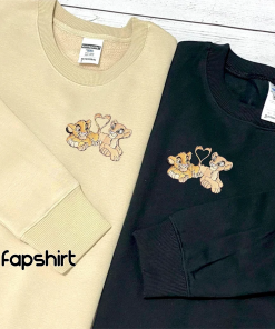 Simba, Nala Couple Sweater, Cartoon Sweatshirts, Embroidered…