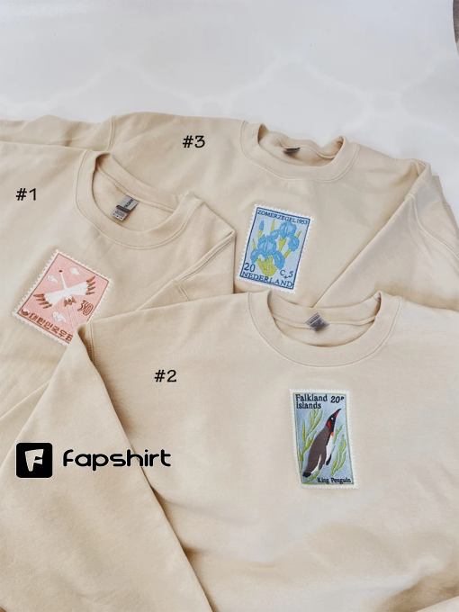 Embroidered Vintage Stamp Sweatshirts