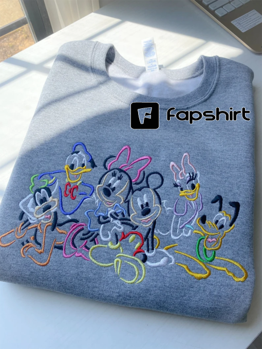 Mickey and the Gang Embroidered Sweatshirt | Disney Sensational Six Embroidered Sweatshirt | Mickey | Minnie |Donald | Daisy | Goofy| Pluto